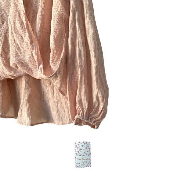 Free People Check on It Pink Nectar Pleated Wrap Top Medium - Picture 6 of 7
